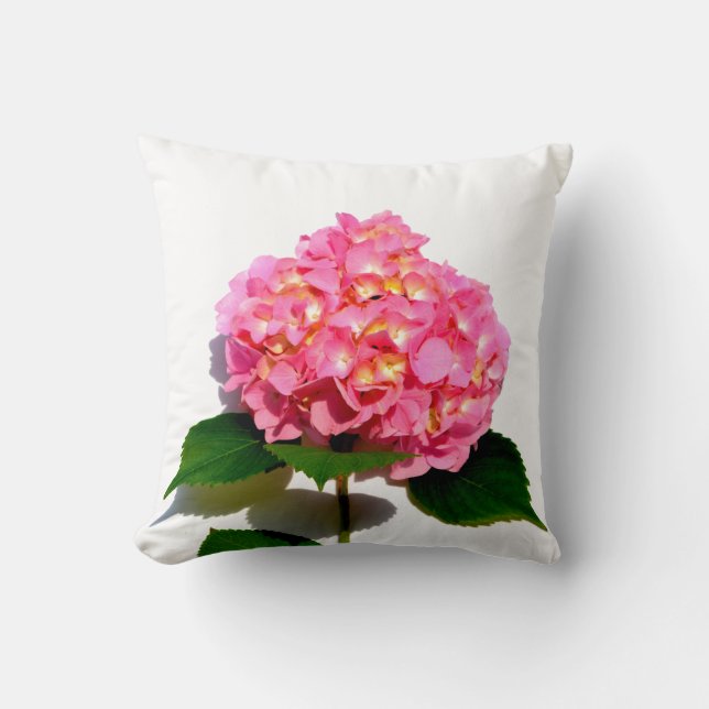 Pink Hydrangea pink floral pink flower Cushion (Front)