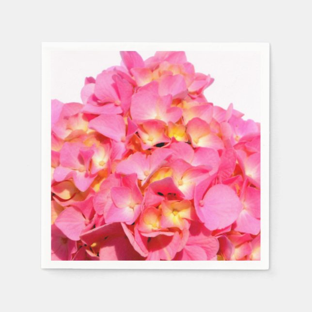 Pink Hydrangea pink floral pink flower Napkin (Front)
