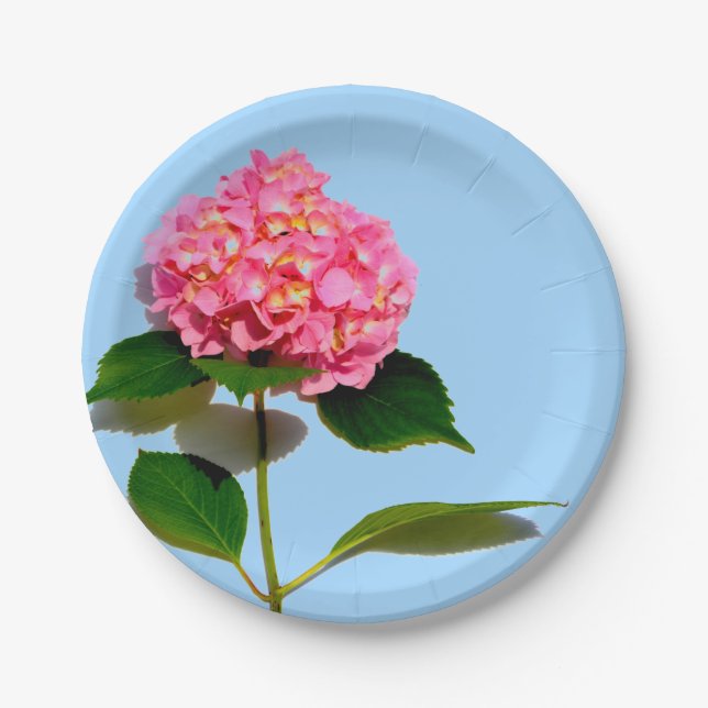 Pink Hydrangea pink floral pink flower Paper Plate (Front)