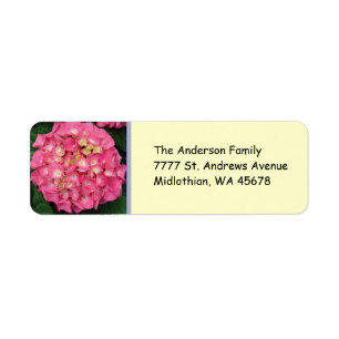 Pink Hydrangea Return Address Avery Label