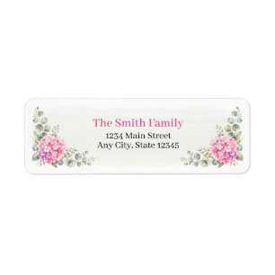 Pink Hydrangea Return Address Labels