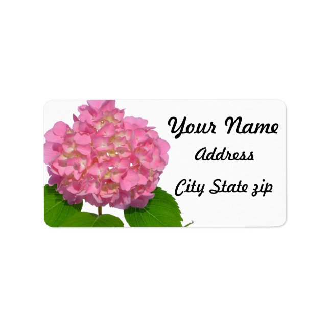 Pink Hydrangea, romantic country floral Label (Front)