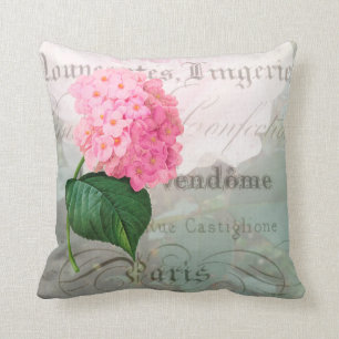 Pink Hydrangea Romantic French Accent Pillow