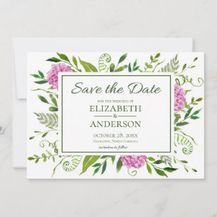 Pink Hydrangea Save The Date