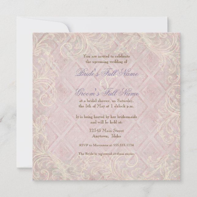 Pink Hydrangea Swirl - Floral Bridal Shower Invite (Front)
