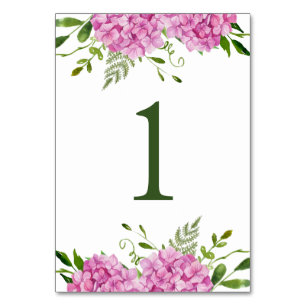 Pink Hydrangea Table Number