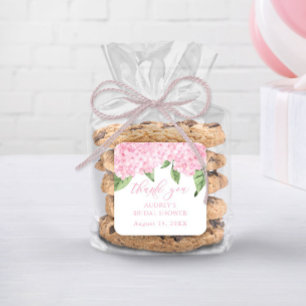 Pink Hydrangea Thank You Customised Bridal Shower Square Sticker
