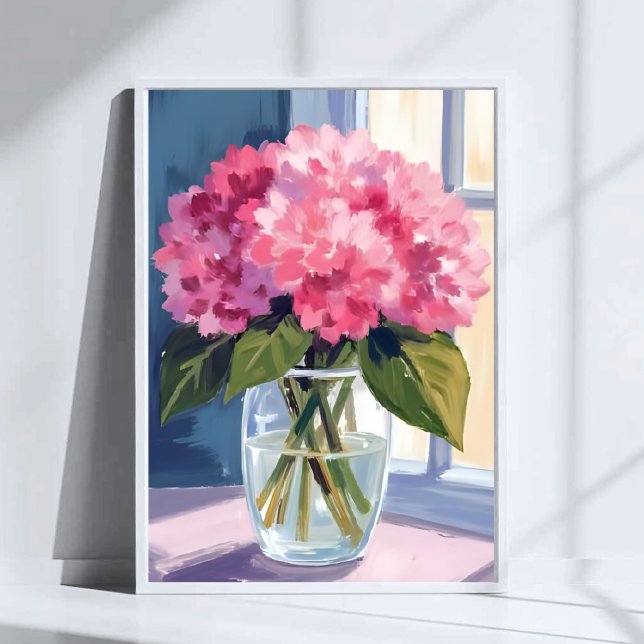 Pink Hydrangea Vase Flower Bouquet Watercolor Poster (Creator Uploaded)