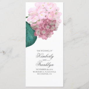 Pink Hydrangea Vintage Floral Wedding Programs Programme