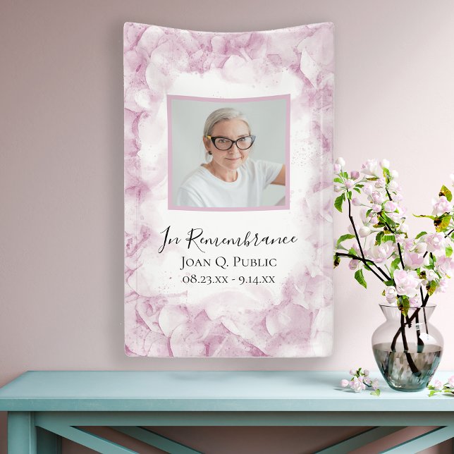 Pink Hydrangea Watercolor Celebration of Life Banner (Creator Uploaded)
