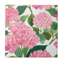 Pink Hydrangea Watercolor Floral Coastal