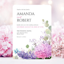 Pink Hydrangea Watercolor Flowers Elegant Wedding