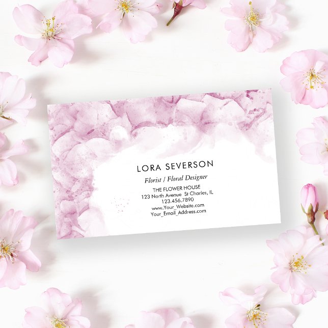 Pink Hydrangea Watercolor Flowers Florist Business Card (Creator Uploaded)