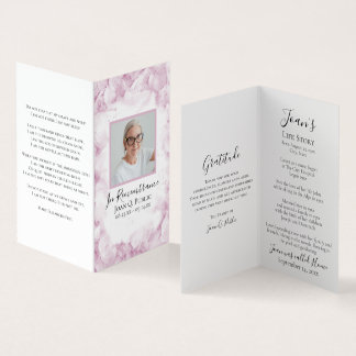 Pink Hydrangea Watercolor Funeral Memorial Prayer Business Card