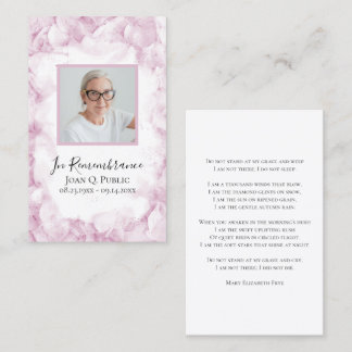 Pink Hydrangea Watercolor Funeral Memorial Prayer  Business Card