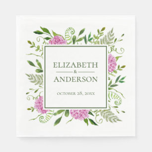 Pink Hydrangea Wedding Napkin