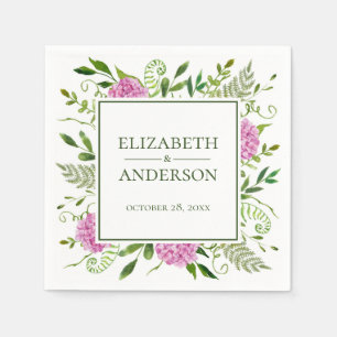 Pink Hydrangea Wedding Napkin