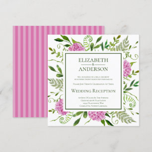 Pink Hydrangea Wedding Reception Invitation