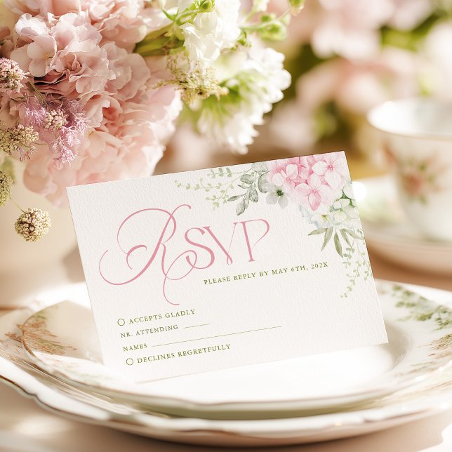Pink Hydrangea Wedding RSVP Card (Creator Uploaded)