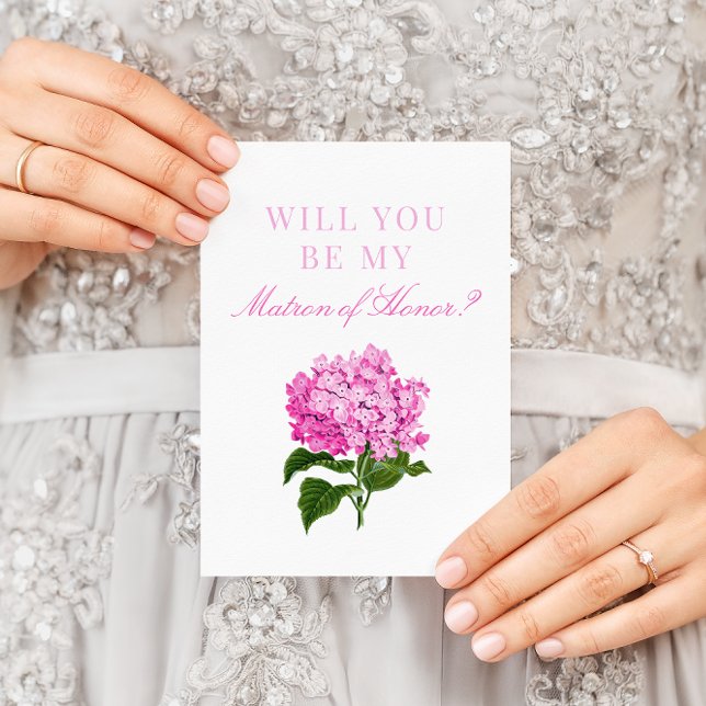 Pink Hydrangea Will You Be My Matron of Honour Car Card (Creator Uploaded)