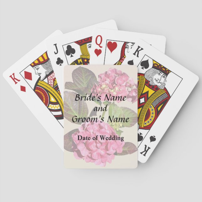 Pink Hydrangea With Leaves Wedding Products Playing Cards (Back)
