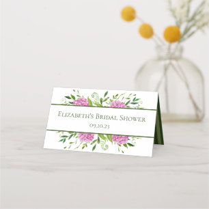 Pink Hydrangeas Bridal Shower Place Card