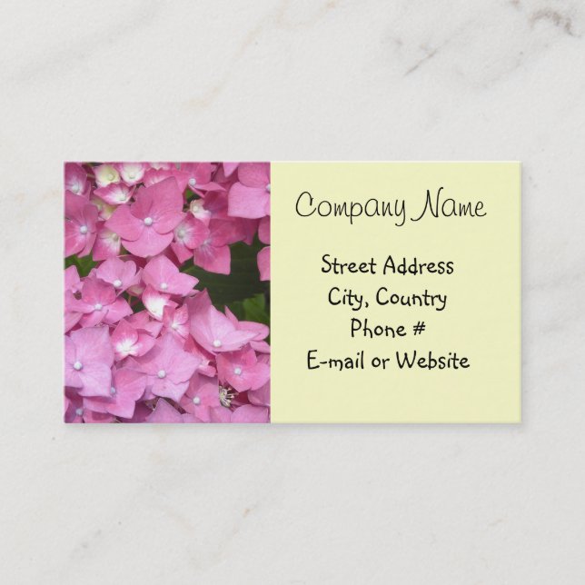 Pink Hydrangeas Business Card (Front)