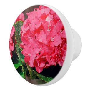 Pink Hydrangeas Ceramic Knob