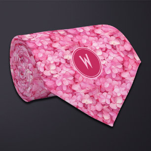 Pink Hydrangeas Floral  Tie