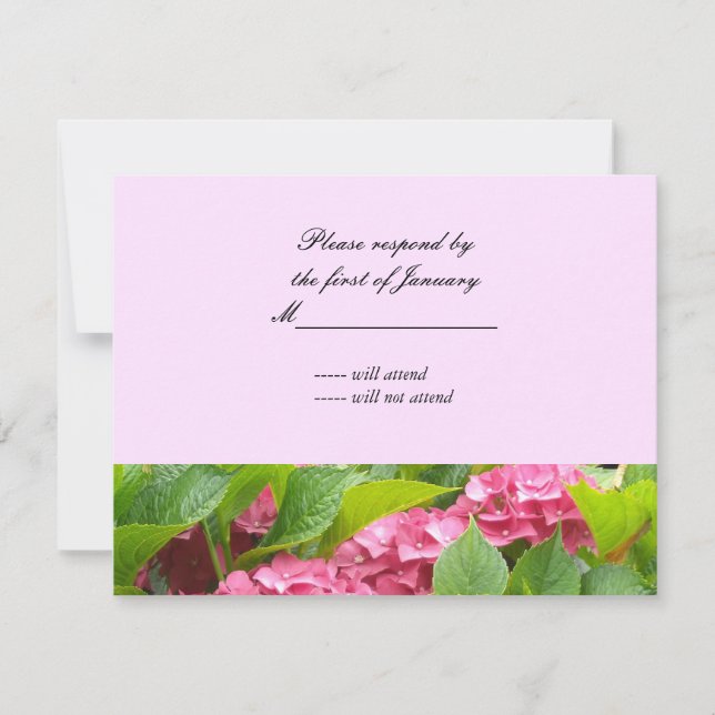 Pink Hydrangeas Reply Card (Front)