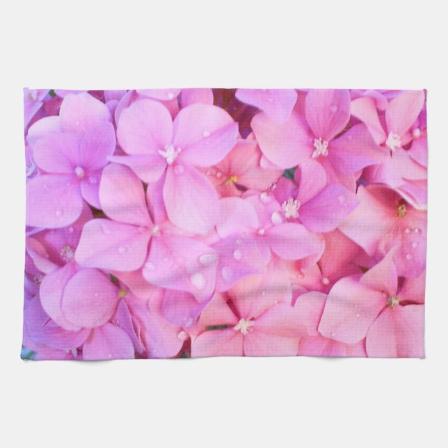Pink Hydrangeas Tea Towel (Horizontal)