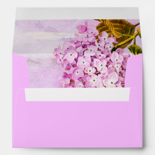 Pink hydrangeas watercolor floral wedding envelope