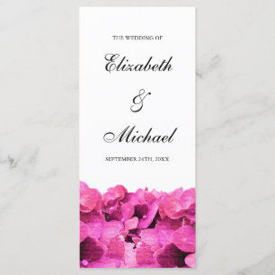 Pink Hydrangeas Wedding Program Programme