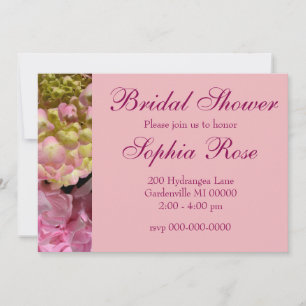 Pink Hydrangeas yellow pink green floral Wedding Invitation