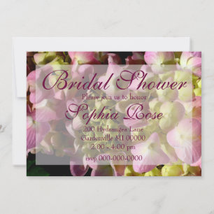 Pink Hydrangeas yellow pink green floral Wedding Invitation