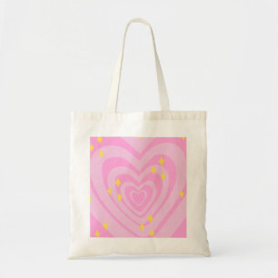 Pink hypnotic heart pattern Y2K with sparkles Tote Bag