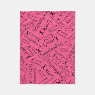 Pink I love cheerleading Fleece Blanket