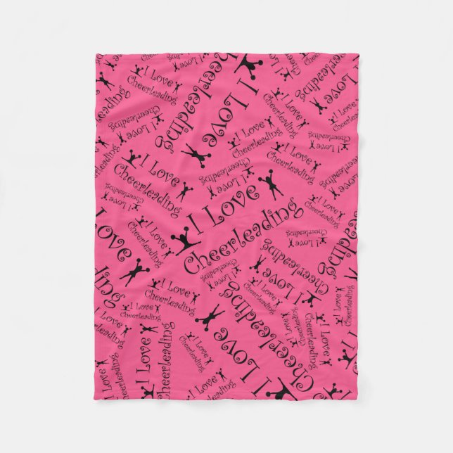 Pink I love cheerleading Fleece Blanket (Front)
