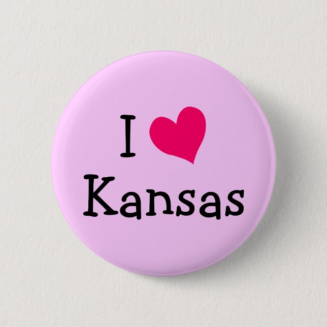 Pink I Love Kansas 6 Cm Round Badge (Front)