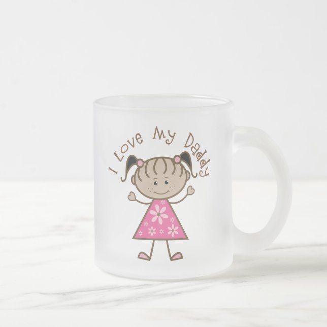 Pink I Love My Daddy Gift Frosted Glass Coffee Mug (Right)