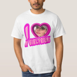 Pink I Love My Girlfriend Photo Personalized T-Shirt