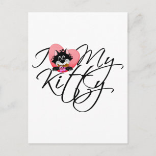 Pink I Love My Kitty Tshirts and Gifts Postcard