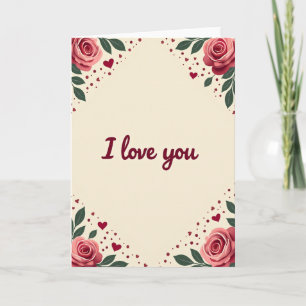 Pink I Love You Rose Card