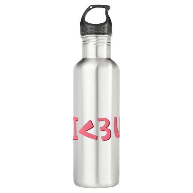 Pink I love you typography design element 710 Ml Water Bottle (Front)