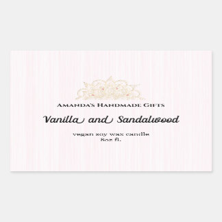 Pink Ice and Gold Mandala Scented Candle Rectangular Sticker