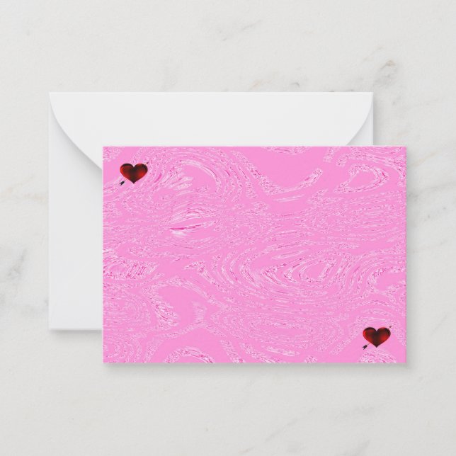 Pink Ice And Hearts Note Cards (Front)