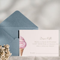 Pink Ice Cream Baby Shower Diaper Raffle Ticket 
