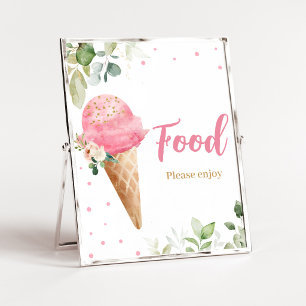Pink Ice Cream Baby Shower Food Sign