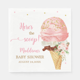 Pink Ice Cream Baby Shower  Napkin