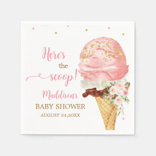 Pink Ice Cream Baby Shower Napkin